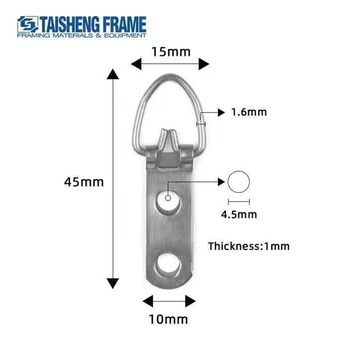 X0909 TS-K019 Silver D-ring frame hardware fitting accessories for photo frame 2 Holes Photo frame hooks