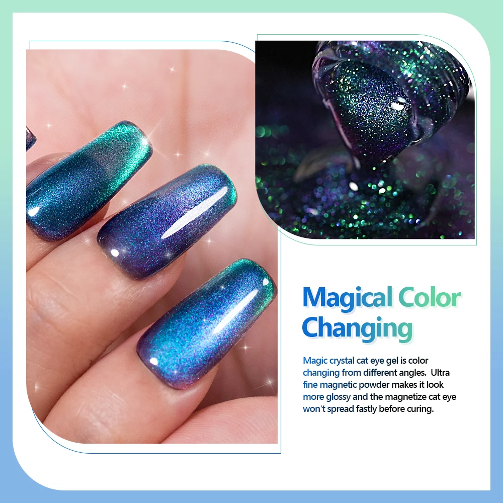 BOZLIN 15ml 24 Dark Color Magic Crystal Glitter Smoothie Magnet Cat Eye UV Gel Nail Polish