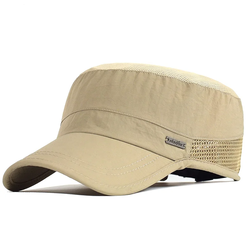 Summer Flat Top Hat Outdoor Breathable Mesh Quick Drying Men Patrol Cadet Cap