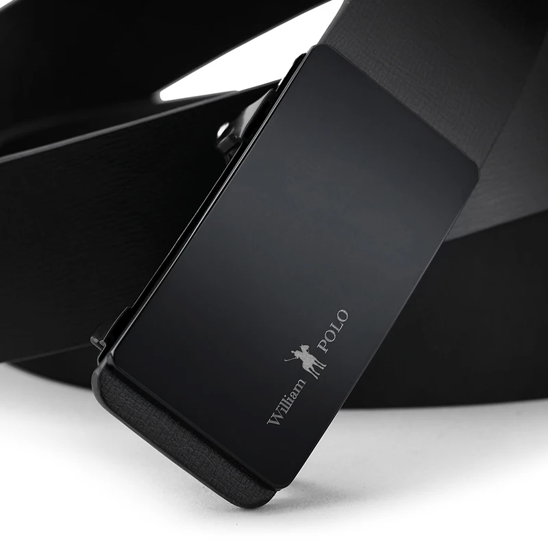 Ремень WILLIAMPOLO мужской из натуральной кожи, модный роскошный Простой деловой пояс с автоматической пряжкой, цвет черный