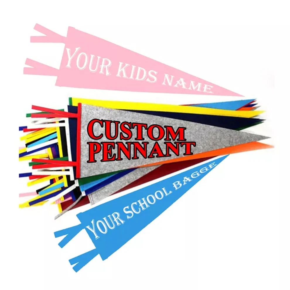 Advertising Custom Triangle Felt Pennant Flags With Custom Logo Print Sports Felt Pennant Wholesale