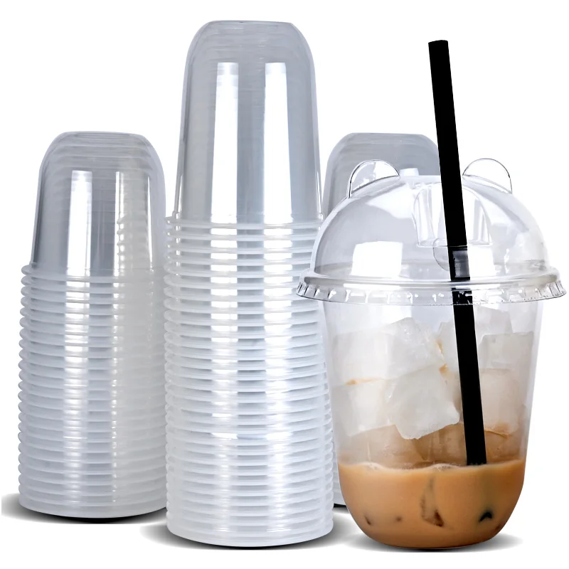 Disposable plastic cup 95 caliber U-shaped transparent PP plastic cup Bubble tea boba cup with lid