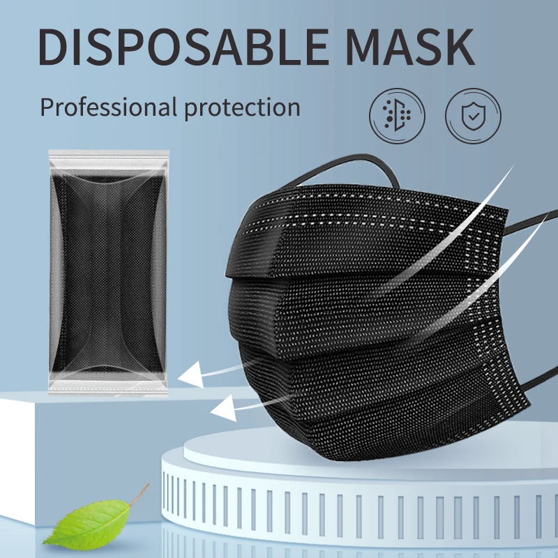 Manufacturer High Quality Disposable Medical Masks Black 3 Ply Surgical Facemask for Adult