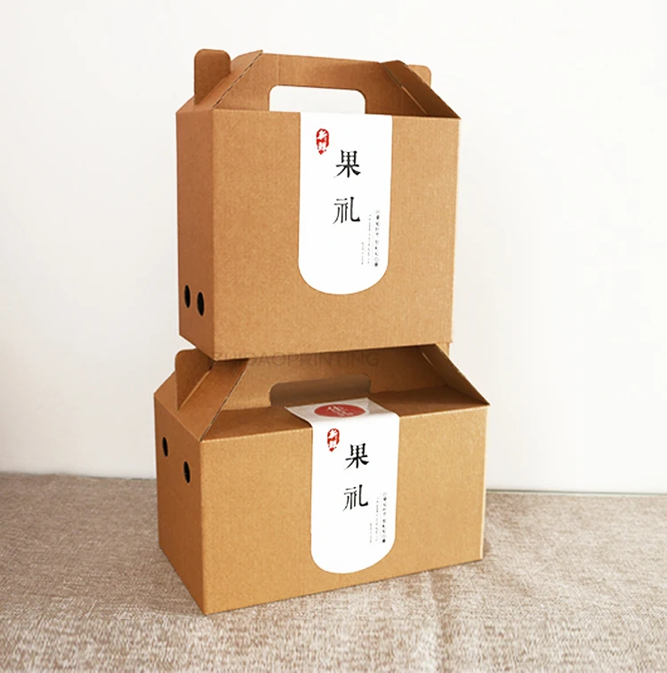 Недорогая упаковка, коричневая крафт-бумага, Гофрированная коробка с наклейкой