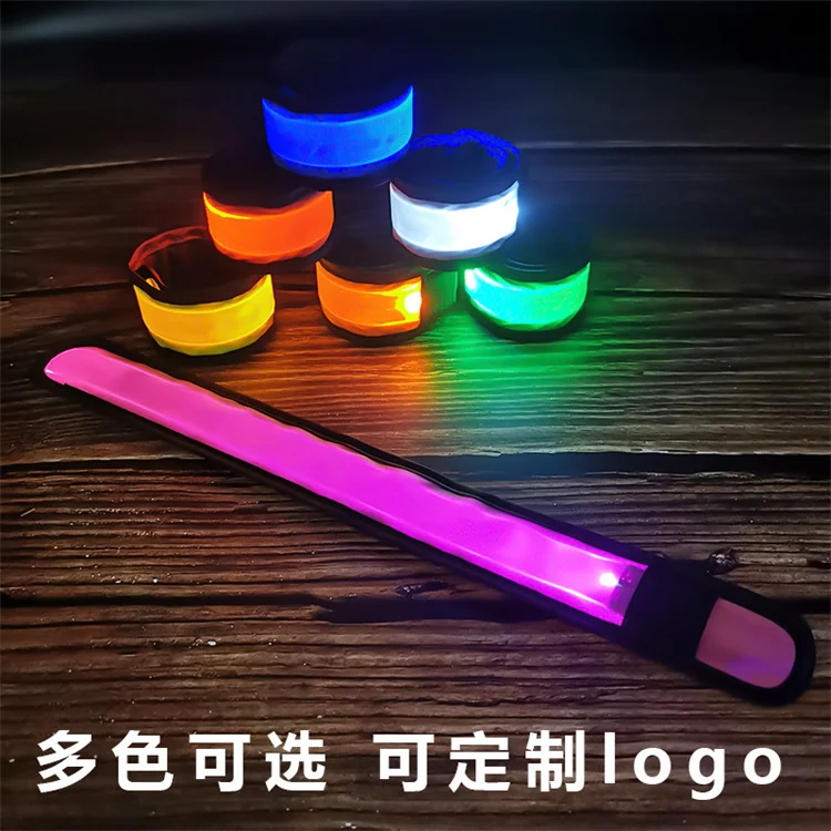 Safety light up led running armband slap bracelet Bike Warning wristband Glow Led Slap Wristband Neon bar party pro