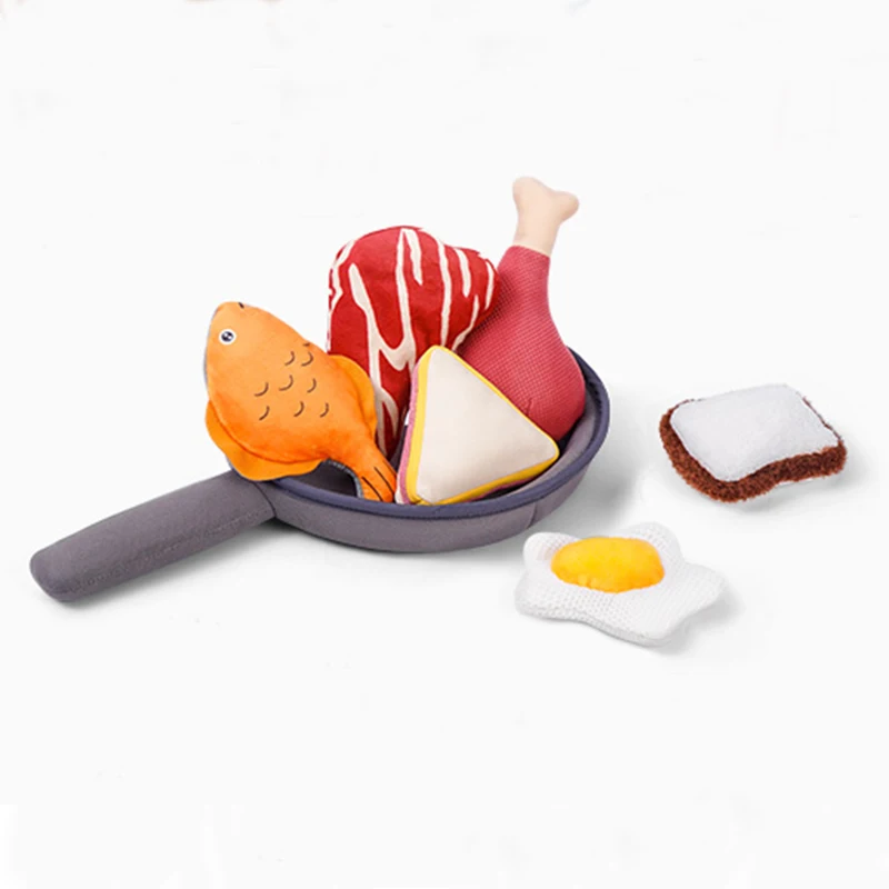 Breakfast Food Learning Pretend Play Kitchen Toy Set 2023 New Custom Logo Stuffed Soft Plush for Baby Educational Toys Unisex