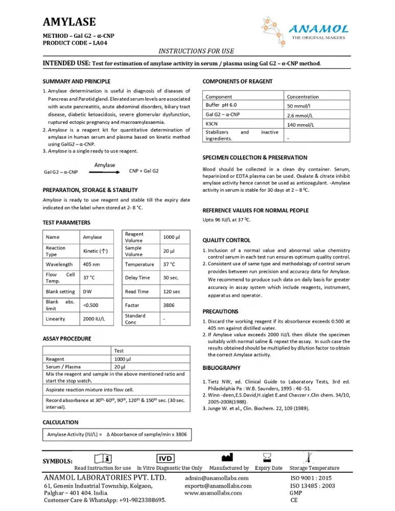 Amylase Reagent For Clinical Chemistry Reagent
