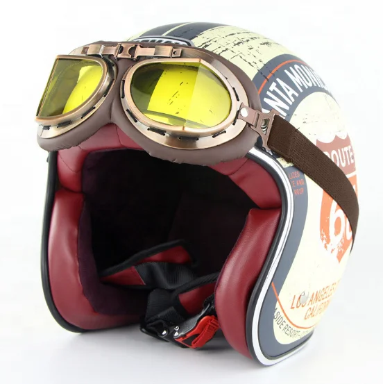 classic ABS half face motorcycle retro vintage leather helmet for motorcycle scooter motorbike