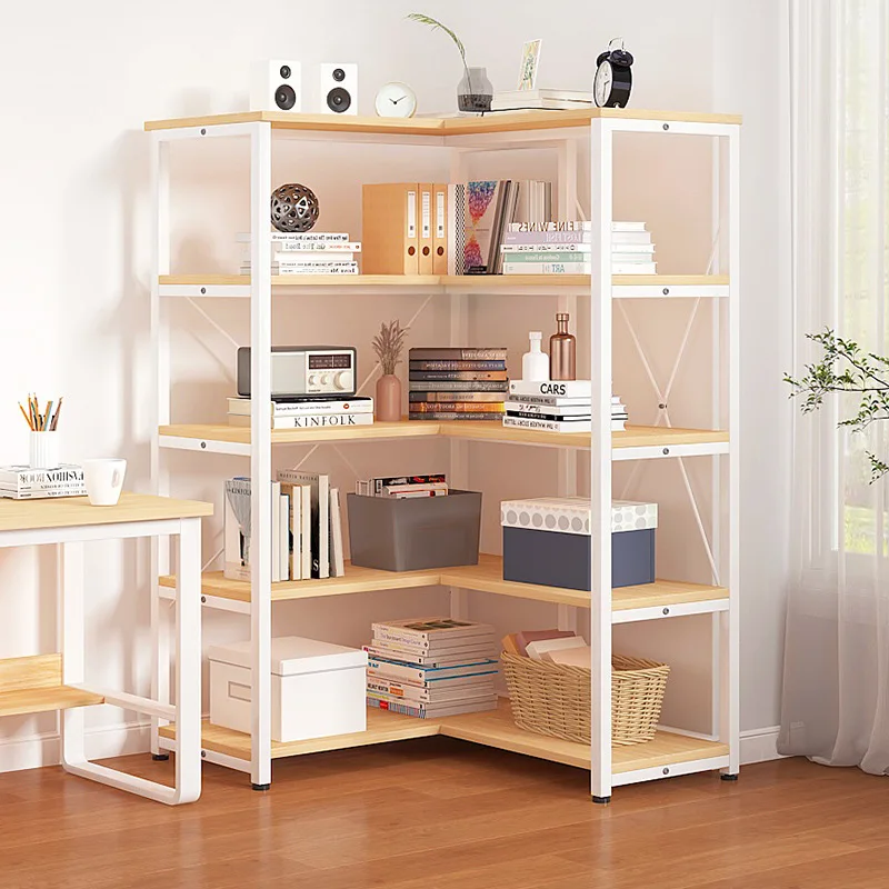 4 Tier Bookshelf Industrial Bookcase with Storage Ladder Wall Shelf Open Modern Office Wood Wall Storage Rack