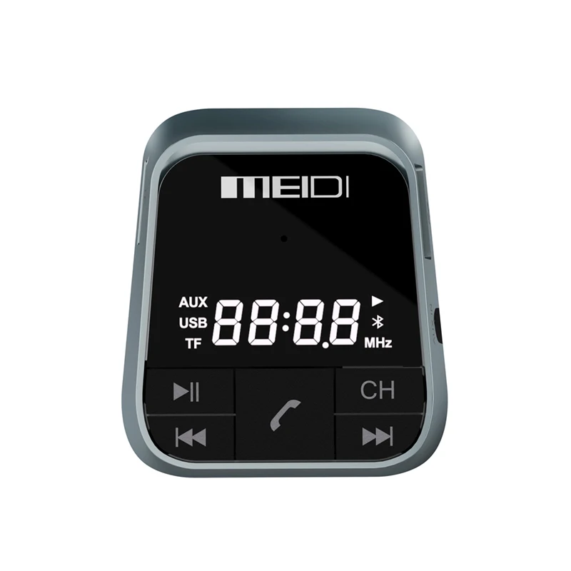 New Design Dual USB Ports Type-C Fast Car Charging Flexible Goose Neck Wireless Car Bluetooth FM Transmitter Handsfree