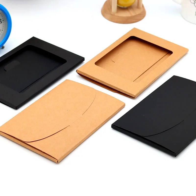 Retro Postcard Cover 16*10.5cm 250gsm Blank Window Box Personality Recycled Kraft Paper Envelopes With Insert Slot