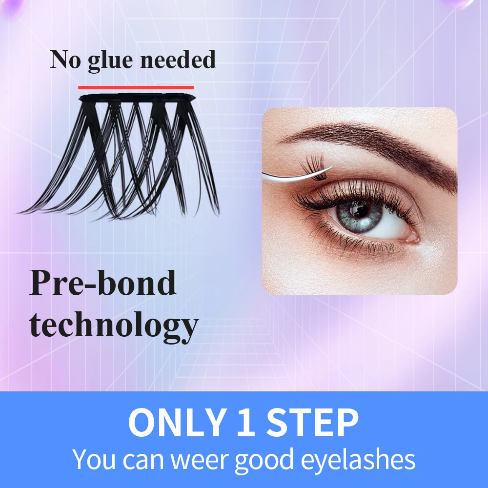 2023 New Hot Selling Press on Diy Segment Eyelash No Glue Self Adhesive Cluster Lashes