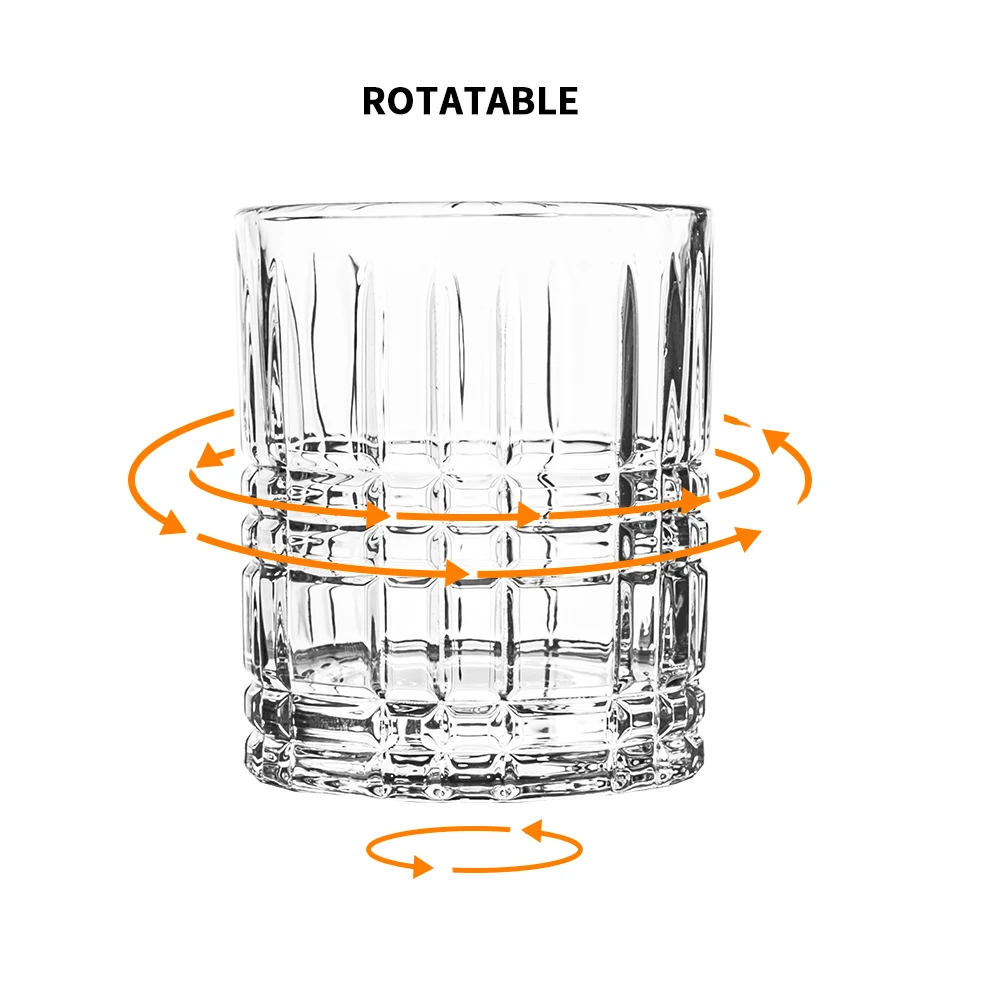 Free Sample Old Fashioned Crystal Whiskey Glasses Luxury Lead-Free Rotate Tumbler Whiskey Glass