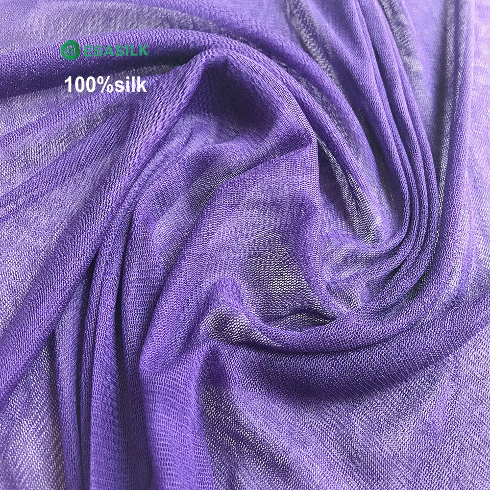 Silk knitting tulle 30gsm 50gsm 60gsm Factory Direct Mesh Silk 100% Pure Silk