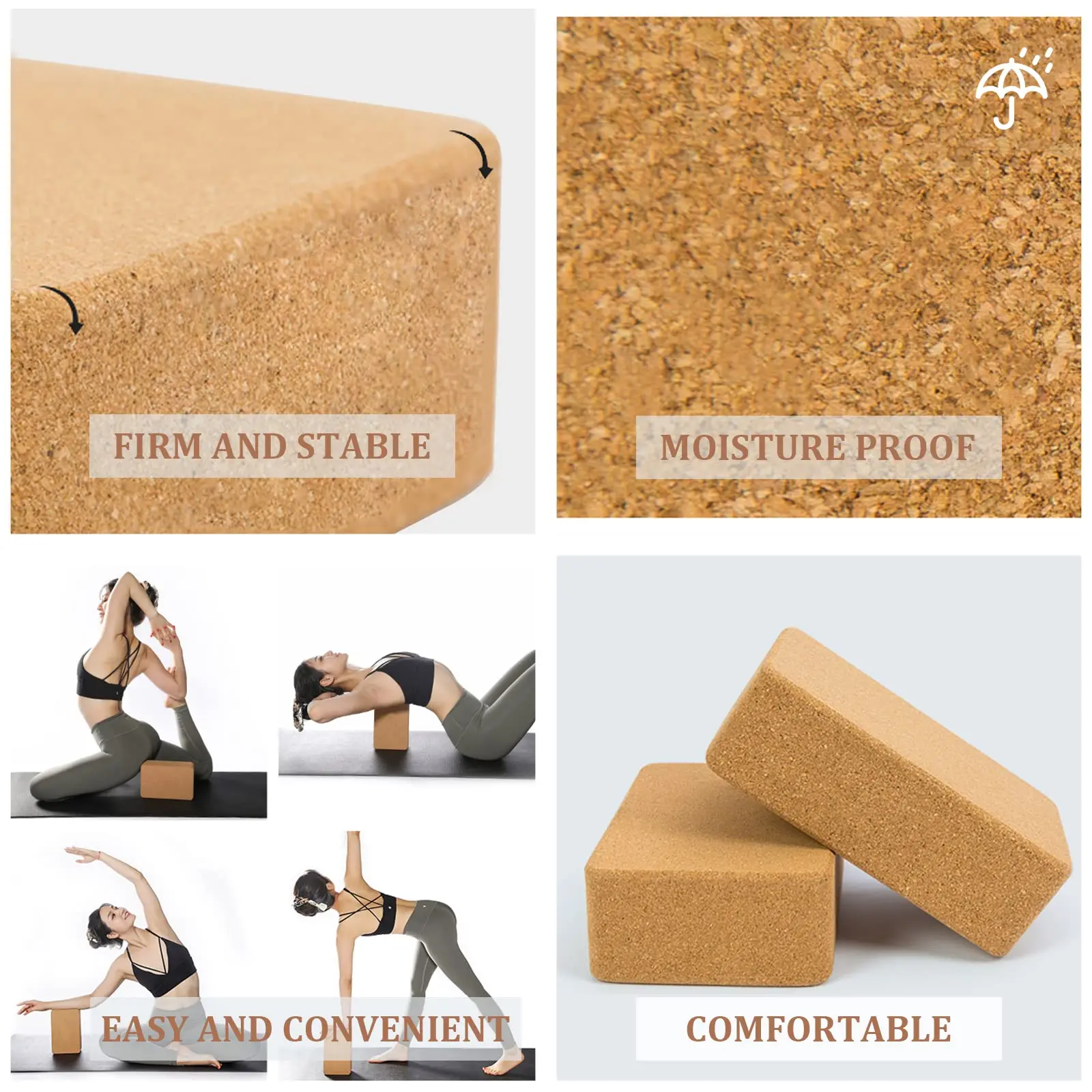 FDM bloc de yoga OEM экологически чистый индивидуальный логотип пробковый эко блок для йоги упражнения