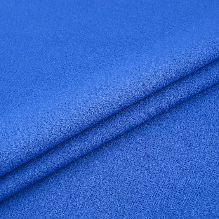 Eco-friendly 100%polyester solids color interlock double knitted rpet recycled yarn sustainable scuba crepe fabric for trousers