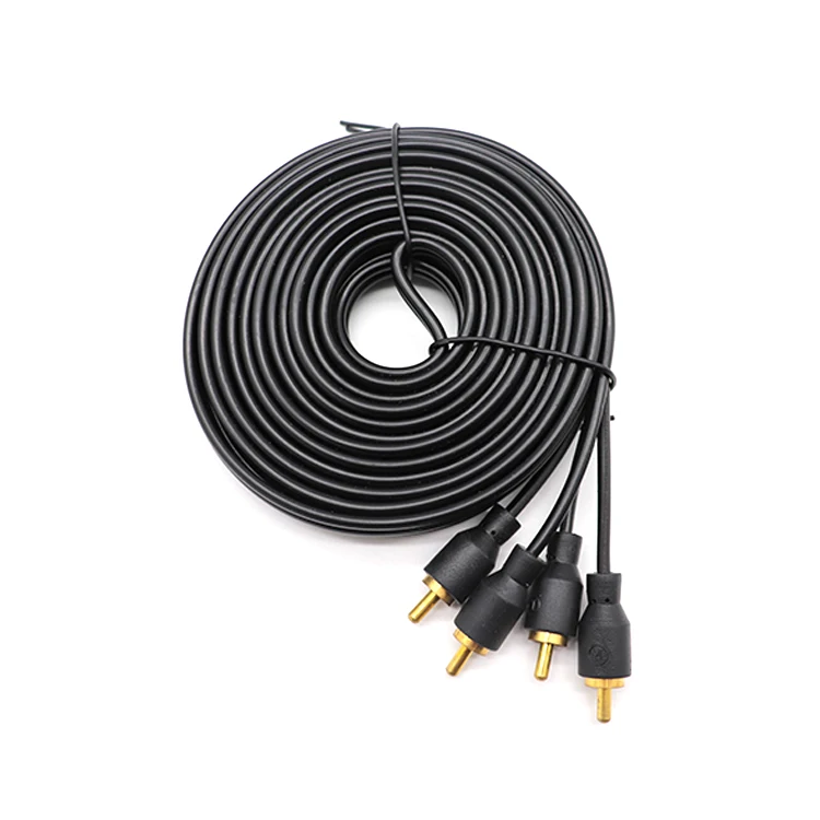 New arrival 2 channel RCA audio cable audio wire 5m black car audio cable