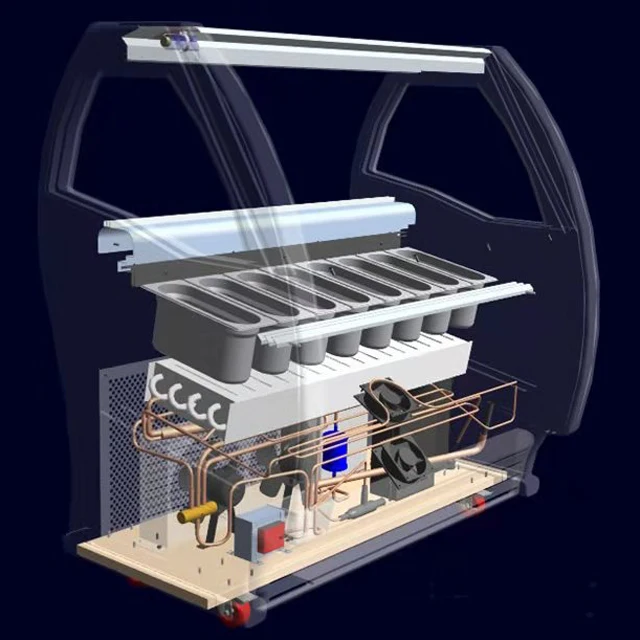 6,10,12,14 Pans Ice Cream Display Refrigerator.Italian Ice Cream Display Freezer