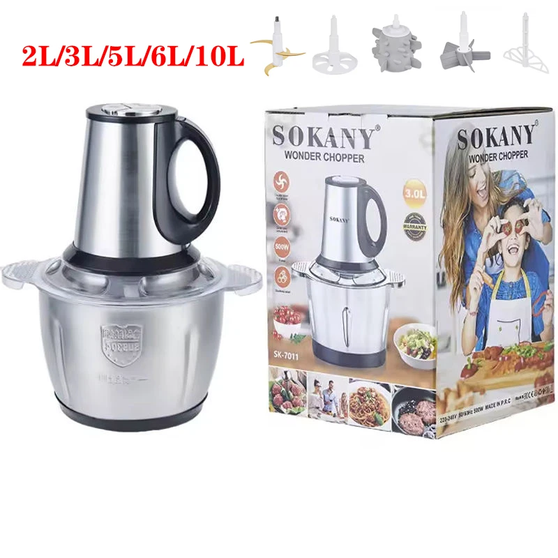 Hot Sale OEM Multifunctional Kitchen Food Grinders Meat Chopper Small 2L 3L Electric Stainless Steel Meat Grinder For Home