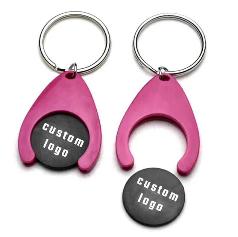 Enamel token custom shopping cart tokens keychain