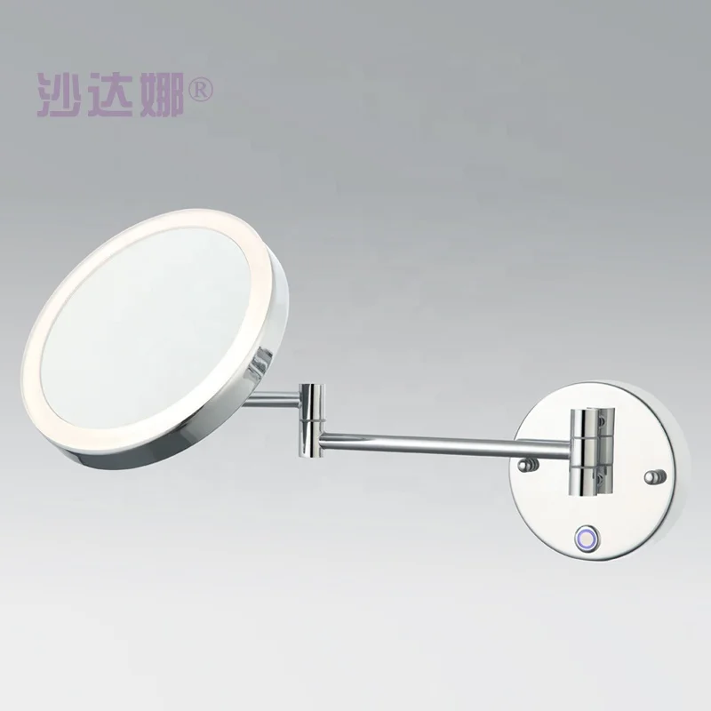 Hot Fashionable Makeup Mirror With Led Light Lamps Nordic Round Bathroom Extendable Shower Shaving Mirror Espejo De Espejo