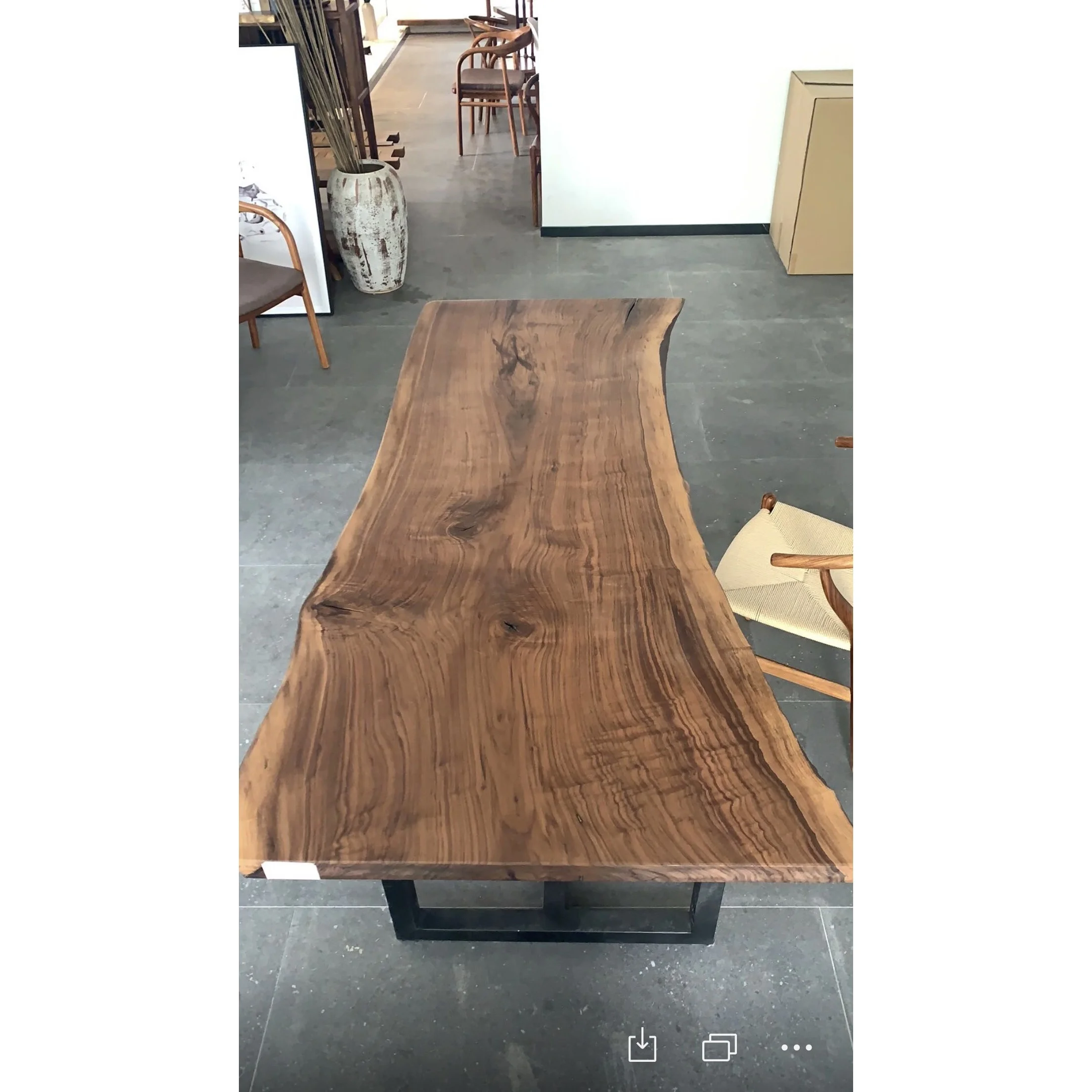 Size customizable finished table top with 8%-12% moisture content live edge solid North America black walnut slab dining table