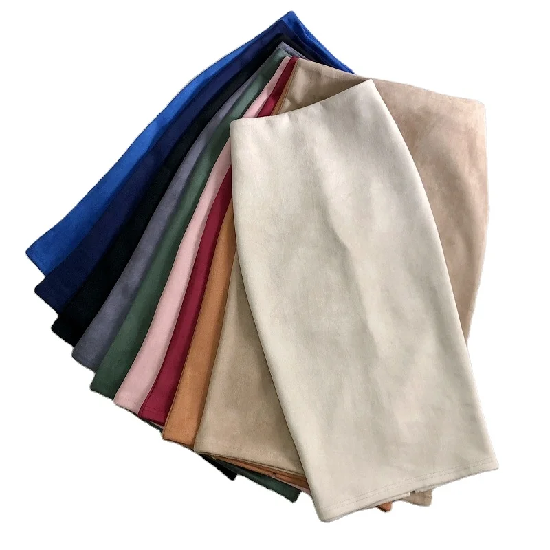 High Quality Sexy Multi Color Suede Midi PU Pencil Skirt Women 2023 Fashion Elastic High Waist Office Lady Bodycon Skirts M L