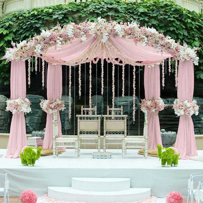 Pink Ceiling Drapes for Wedding 5ftx10ft Chiffon Arch Draping Fabric Sheer Curtains for Party Ceremony Swag Wedding Decorations