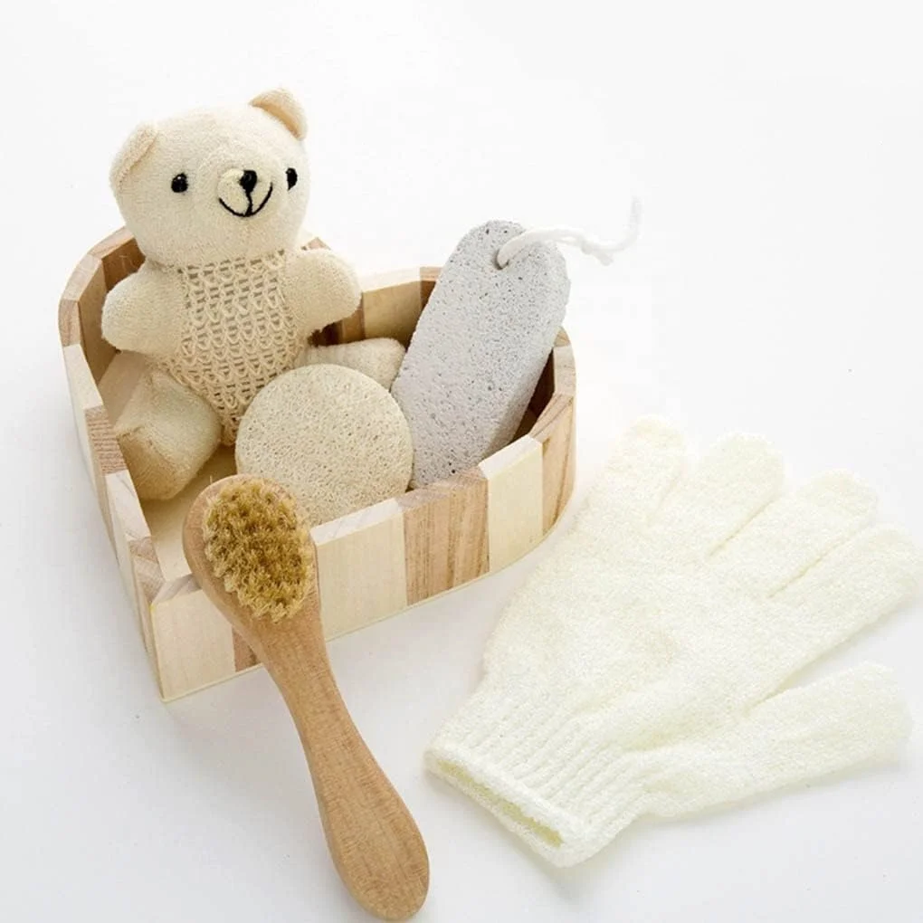Foot Bathing Wood Practical Pads Scrubber Care Small Sponges Luffa Hotel Stylish Spa Travel Heart Shape  Washcloth Bathing Set