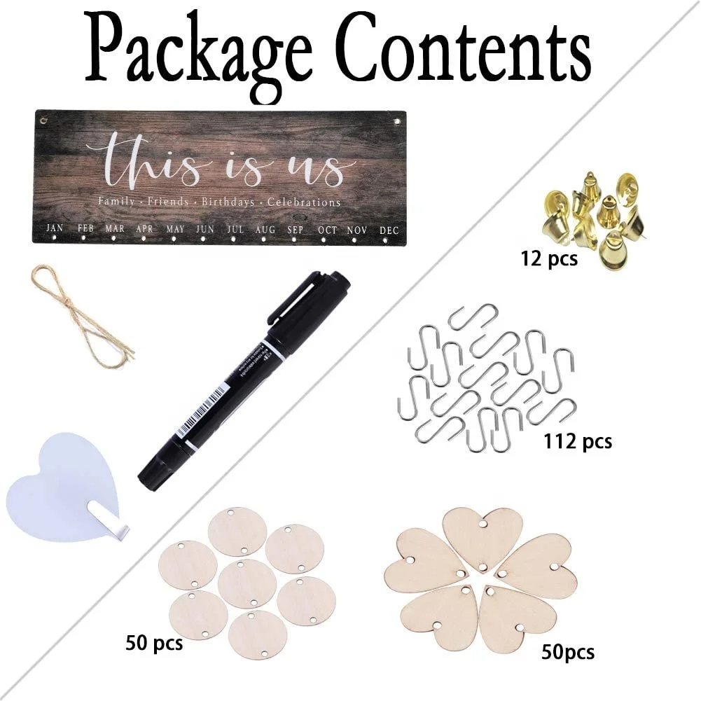 Birthday Gifts for Grandma Mother from Daughter - Wooden Family Birthday Reminder Calendar Plaque, Family Like Branches