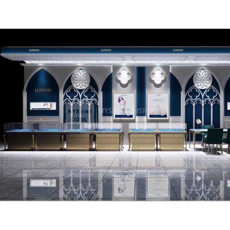 Myshine  Luxury Jewelry Shop Display Counter Store Furniture Jewelry Shop Interior Decoration Design