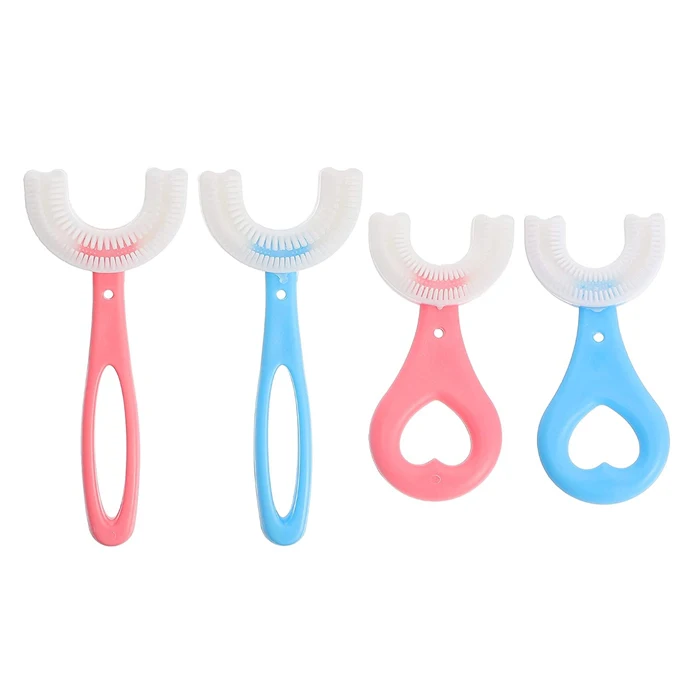 Manual Soft Portable Oral Teeth Cleaning Children kids Silicone 360 U Shape Baby Toothbrush for Toddlers Training