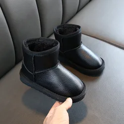 Hot selling children leather shoes unisex snow boots thicken in bulk