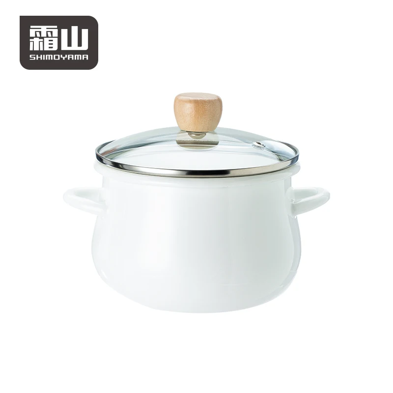 SHIMOYAMA Deep Oil Fried Instant Pot Heavy-Duty Kitchen Cookware Braiser for Soup Enameled Round Pot with Lid and Dual Handles