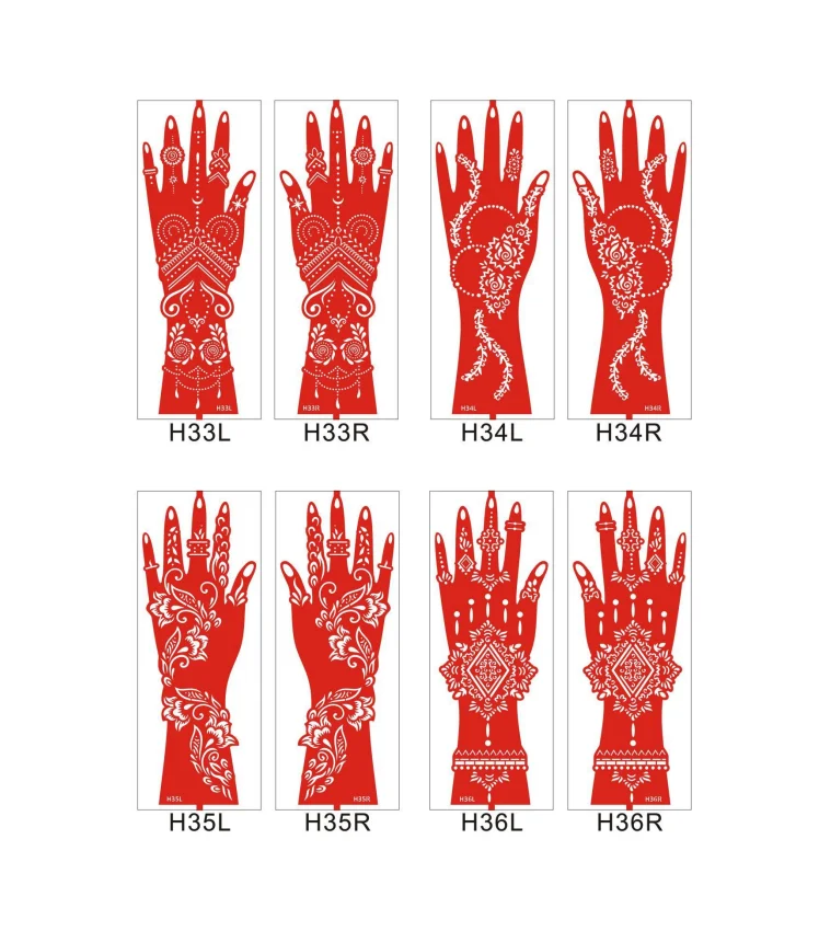 tattoo template temporary waterproof fashion Henna Paste body paint Hand back finger arm tattoo stencil for women