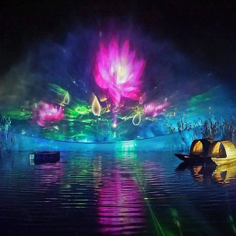 Made in China Custom water feature laser movie water curtain fountain with colorful led light show