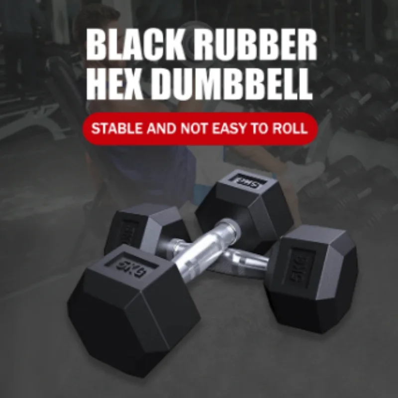 Wholesale manufacturer Home Use Free Weights Black Rubber Coated Cast Iron Hex Dumbbell Set For Gym Free Weight Training
