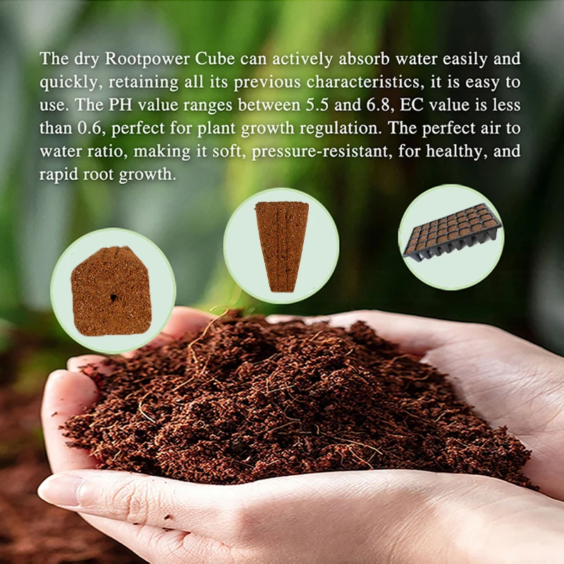 32-Cell Factory Nursery Tray with Coco Coir Peat Soil for Cutting Seedling & Vegetable Plant Culture Plug & Lid Included