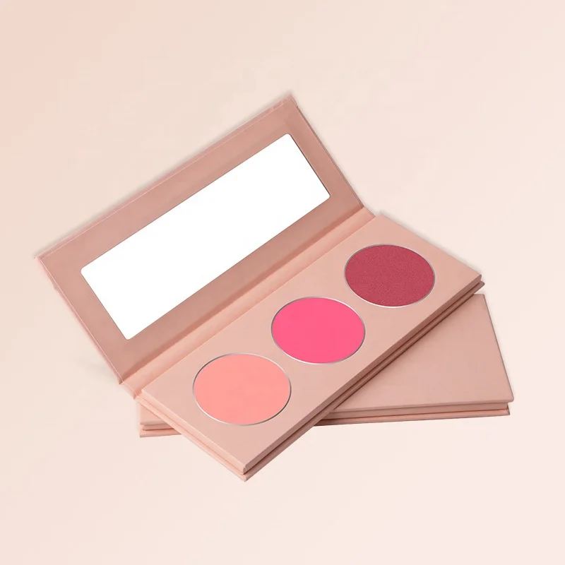 DIY blush and highlighter palette private label talc free 3 colors cheap makeup palettes