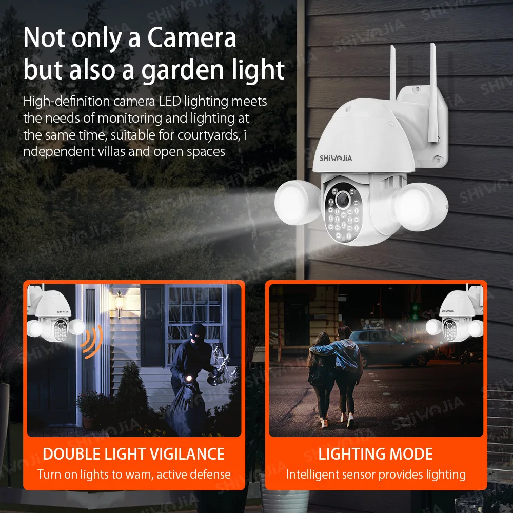 Tuya Wireless Ptz CCTV Security Kamera  Exterior Inteligente WIFI Audio 360 Alexa 1080P IP  Network camera