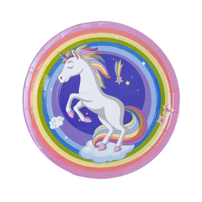 Paper Dinner Plates 9inch Dessert Cake Paper Plates Disposable Colorful Plates for Party Holiday Picnic Supplies