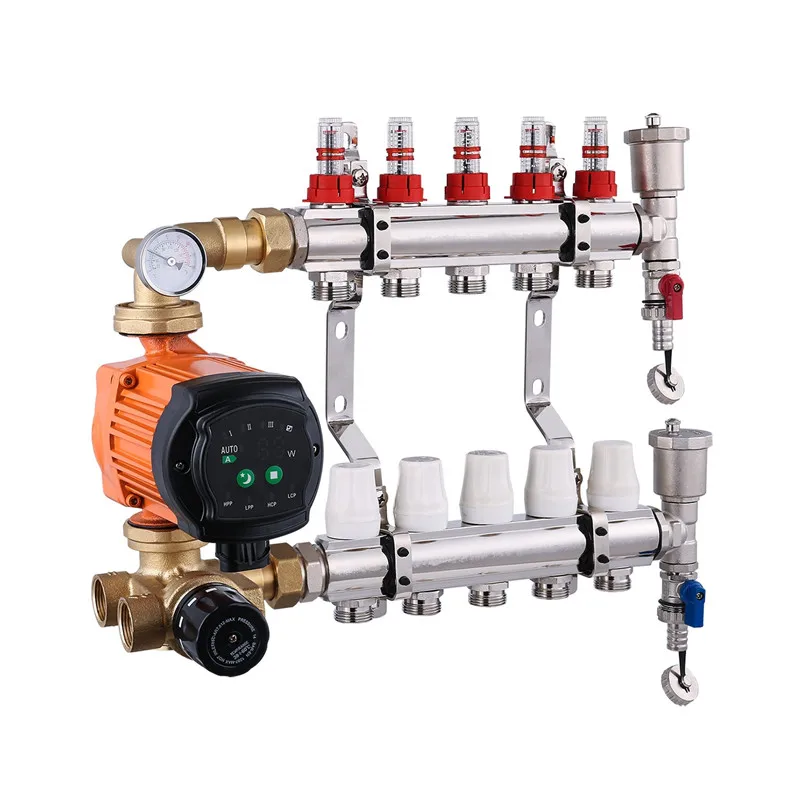 Floor Heating Brass Manifold with Mixing Water Valve For Underfloor Heating System