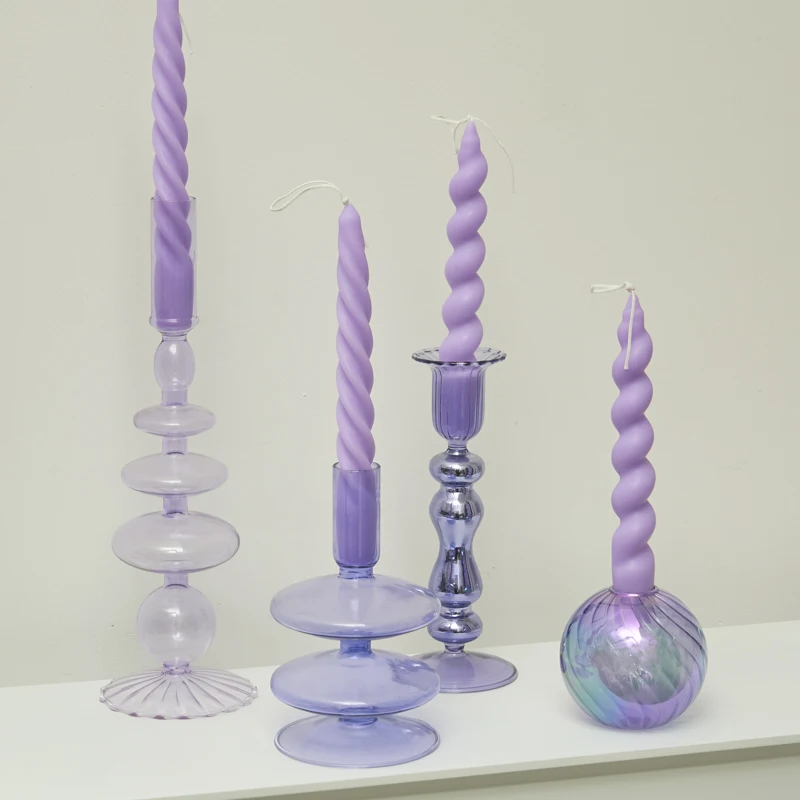 Home Romantic Decor Glass Candle Holders Candlestick Holder Wedding Birthday Dinner Table Decoration