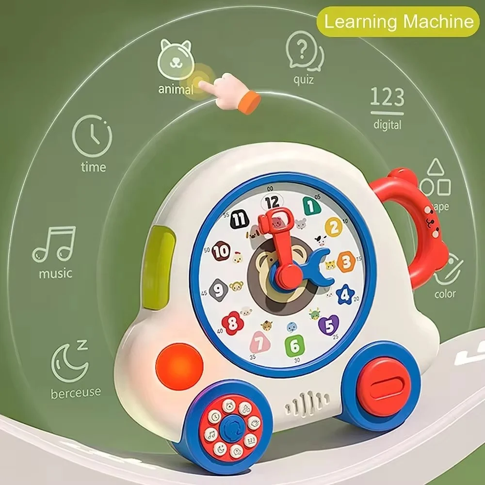 yuwei learning clock toy toddlers early education cognitive teaching clock toy learning machine for kids with music light