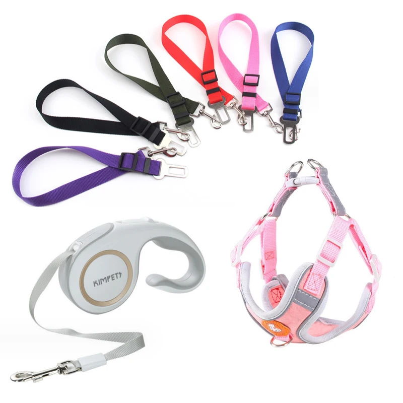Pu Leather Soft Pet Harness Collar Service Dog, Puppy Leash Set Toys Cloths Led Light Glow In The Dark/
