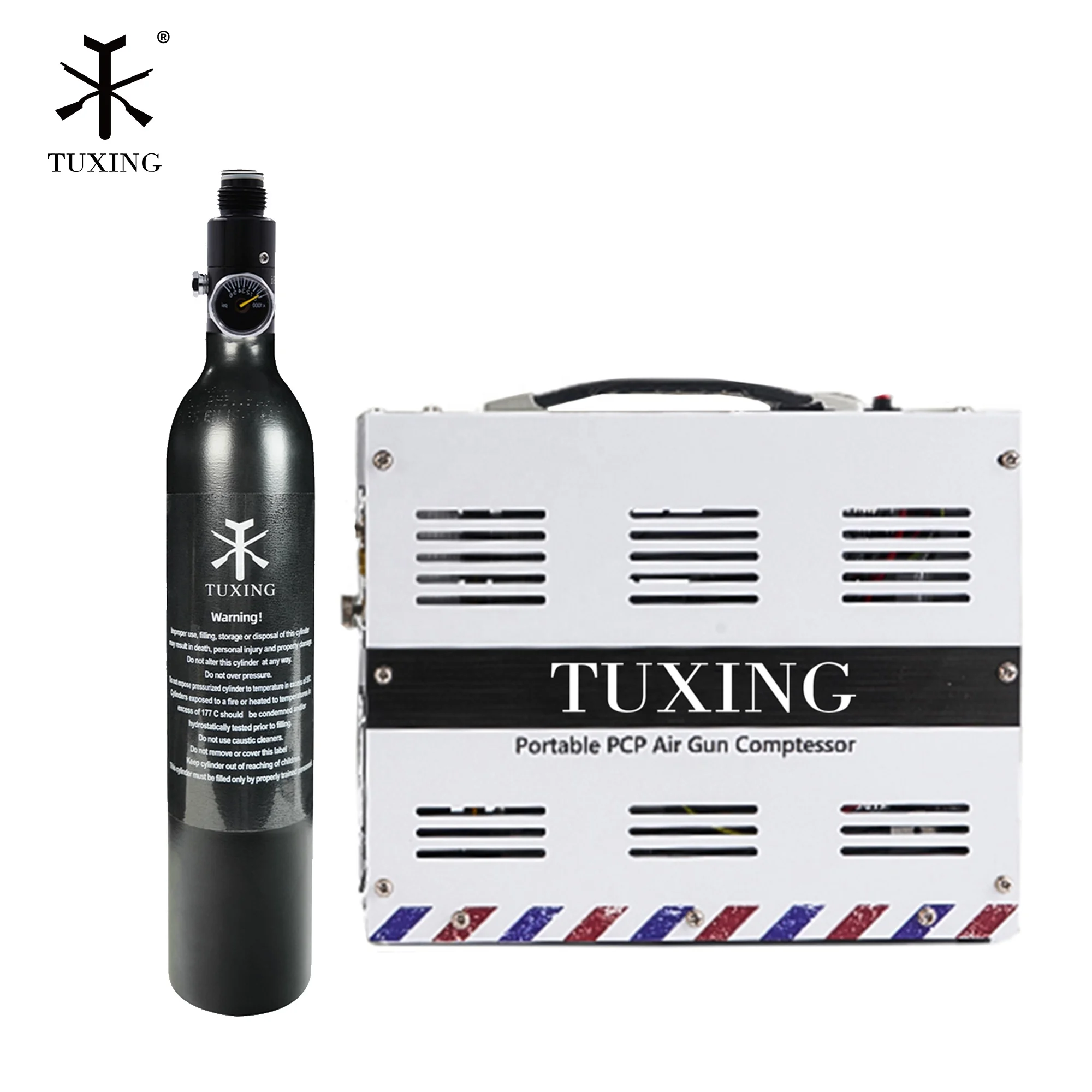 TUXING New Design White 4500psi 300bar 30mpa 12V DC Power Scuba Diving Inflation Paintball Gas Cylinder Household Air Compressor