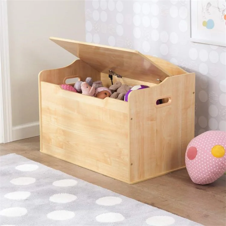 Wooden Toy Box Bench with Safety Hinged Lid Storage Trunk Case Lift Top Wood Toy pine wood box