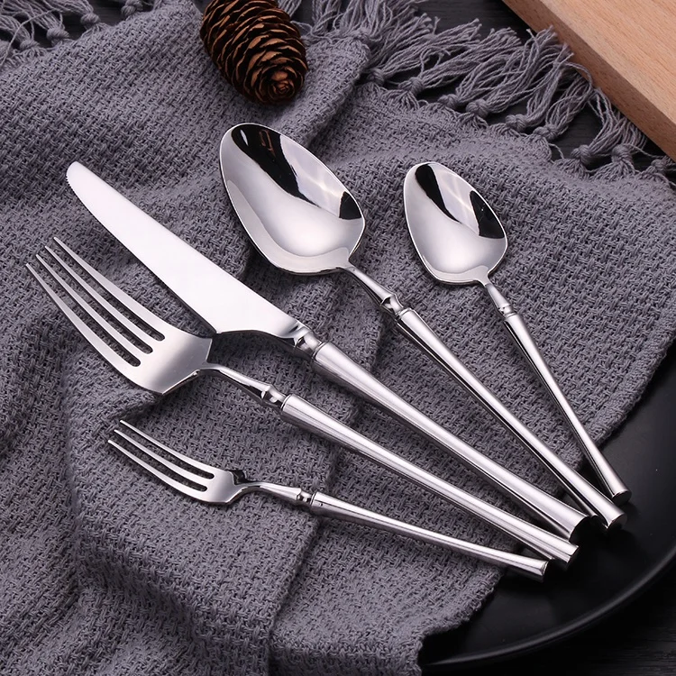 Slim PVD Handle 18/8 Stainless Steel Wedding Flatware Sets Black Silverware Cutlery Set