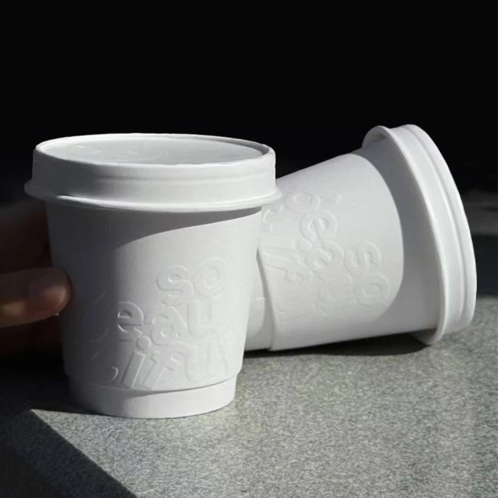 Limonpack Customized Biodegradable New Design Disposable Embossing Double Wall 10oz Coffee Paper Cup