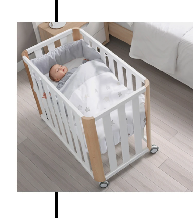 Amazing beech and pine wood baby mini crib  modern style safe baby bed
